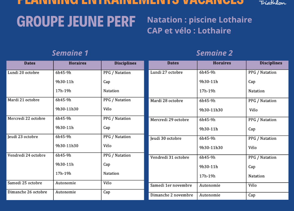 Planning vacances scolaires d’octobre 2025